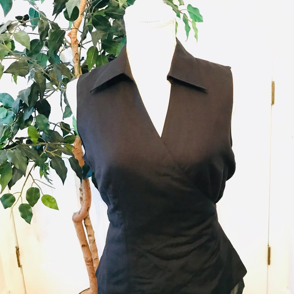 Plaza South Collared Dressy Wrap Blouse